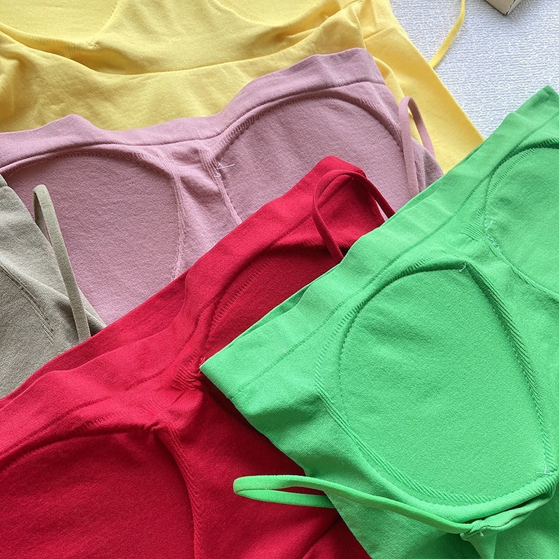 Áo Dây Cố Định Không Tay Màu Sắc Đơn Giản Kèm Miếng Lót Ngực