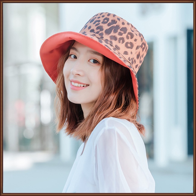 Mũ Tai Bèo Hai Mặt Chống Nắng Họa Tiết Da Báo Thời Trang Mùa Hè