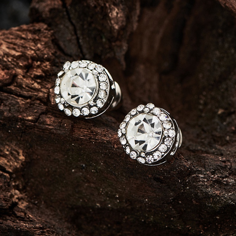 Set 2 Đôi Khuyên Tai Tròn Bằng Thép Không Gỉ Đính Đá Thời Trang Cho Nữ