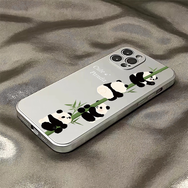 Ốp Điện Thoại TPU Silicon Mềm Mạ Điện Hình Gấu Trúc Chống Sốc Cho IPhone 14 13 12 Pro Max 11 XS XR X 8 + 7 6S Plus