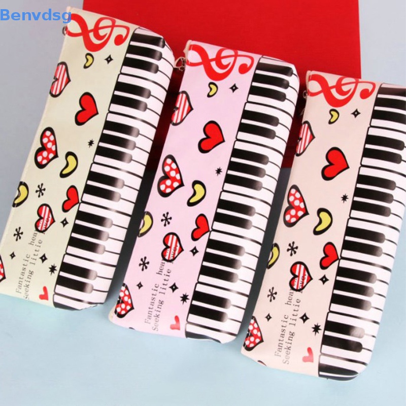 1 Túi Đựng Bút Bằng PU Sức Chứa Lớn Hình Phím Đàn Piano Sáng Tạo