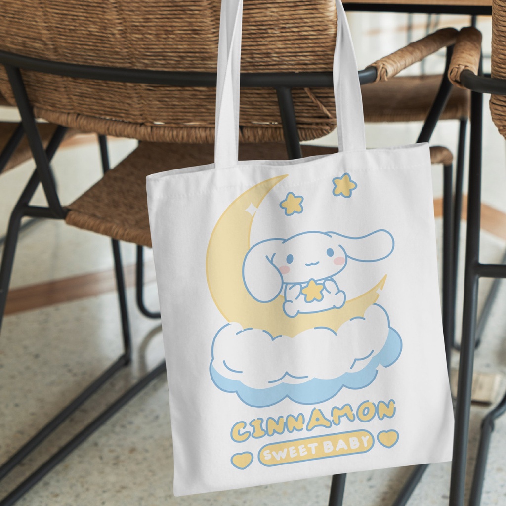 Túi Đeo Vai Vải Canvas Họa Tiết Gấu Và Dâu Tây Dễ Thương Cho Nữ