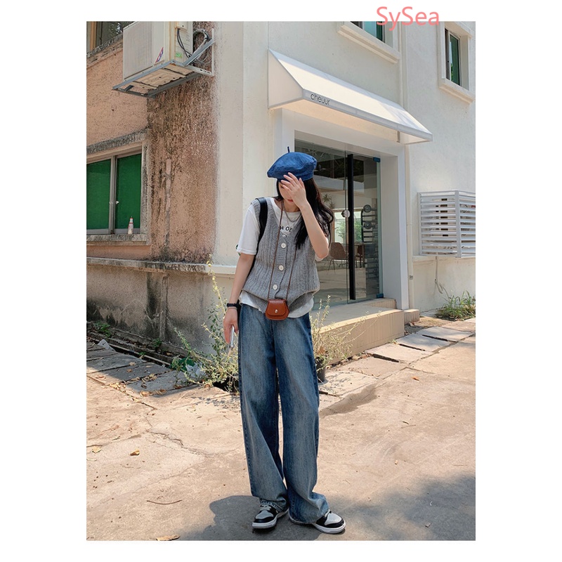 Quần Dài Lưng Cao Dáng Rộng Phong Cách Retro Cá Tính Cho Nữ