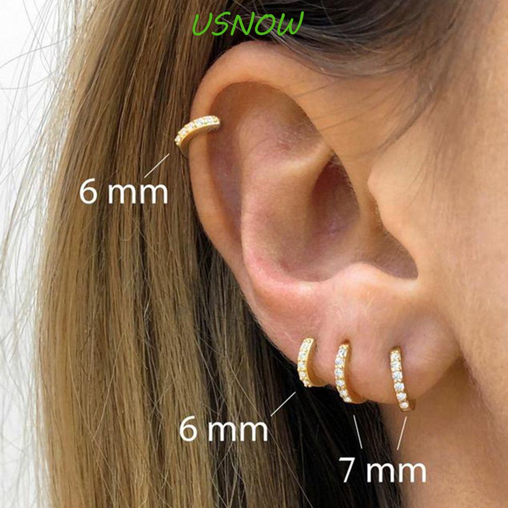 Nhẫn Đeo Tay Bằng Bạc Sterling Phong Cách USNOW|Bông Tai Dạng Vòng Nhỏ Thiết Kế Thời Trang Dễ Phối Đồ