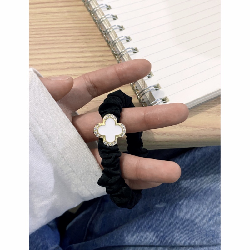 Dây Cột Tóc Cao Su Co Giãn Màu Đen Đơn Giản Phong Cách Hàn Quốc Cho Nữ