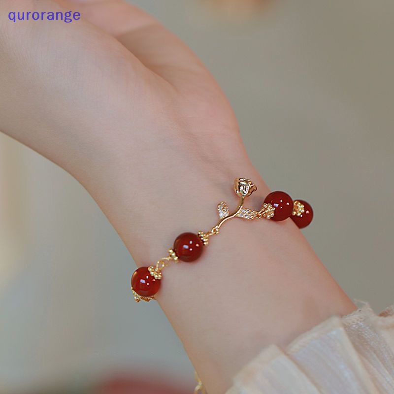 Vòng Tay Chuỗi Hạt Đá Mã Não Tự Nhiên Màu Vàng Hồng / Đỏ Dịu Dàng Điều Chỉnh Được Phong Cách rorh