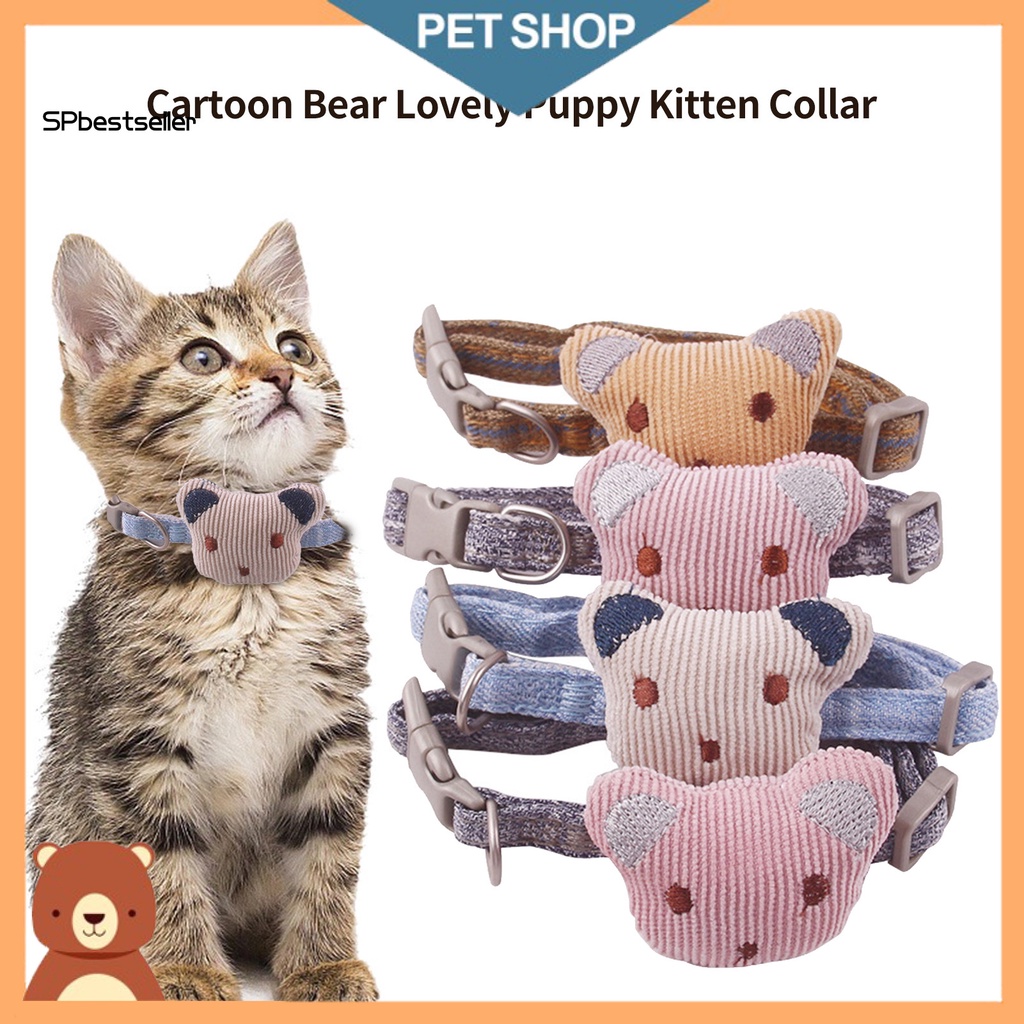 Vòng Cổ Cotton Họa Tiết Gấu Hoạt Hình Chống Vỡ Có Thể Điều Chỉnh Cho Thú Cưng