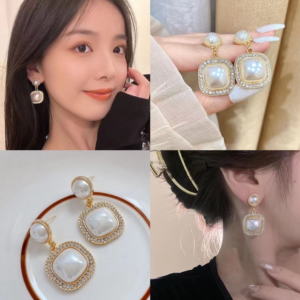 Bông Tai Mạ Bạc 2023 Đính Ngọc Trai Sang Trọng Thời Trang Cho Nữ