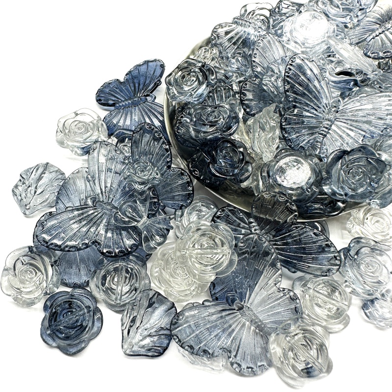 Túi 20g Hạt Xỏ Lỗ 10mm-30mm Bằng Acrylic Trong Suốt Hình Hoa Bướm Màu Gradient Dùng Để Làm Trang Sức DIY