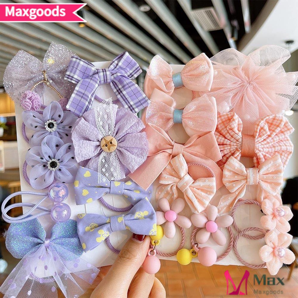 Bộ 10 Dây Buộc Tóc Cao Su Co Giãn Gắn Hoa Xinh Xắn Cho Bé Gái