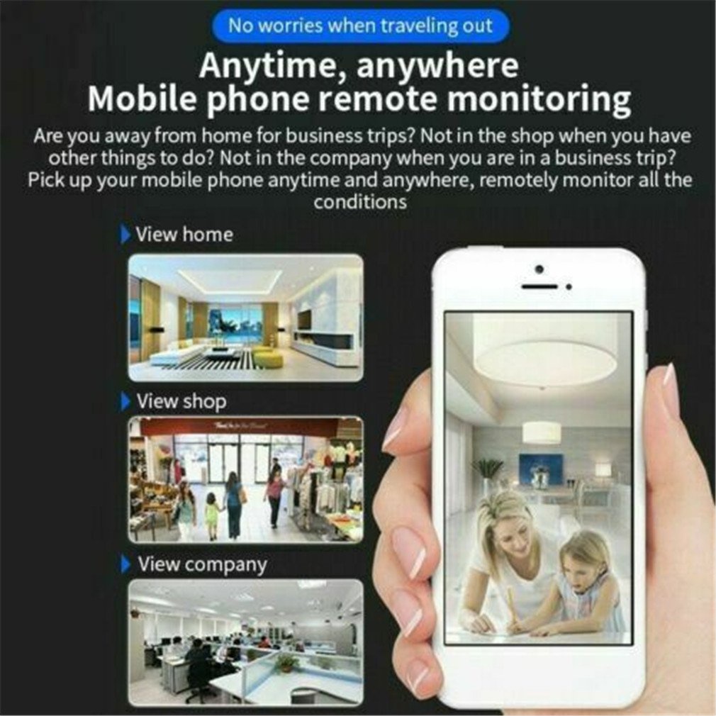 Cameras Monitoring V380 128Gb 3D Stereo Visual Effects Light Bulb Multi-Angle View Mobile Detection Camera [Q/6]