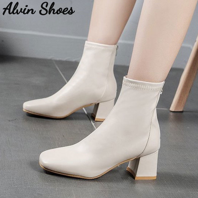 Giày Boot Mũi Vuông Thiết Kế Mới Thời Trang Mùa Thu Đông Theo Phong Cách Anh