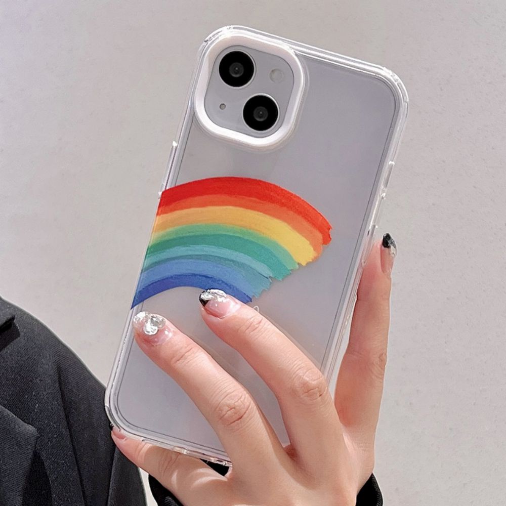 Ốp Điện Thoại TPU Mềm Chống Rơi In Hình Trái Tim Màu Cầu Vồng 3 Trong 1 Cho IPhone 14 Pro Max 13 12 11 Pro Max