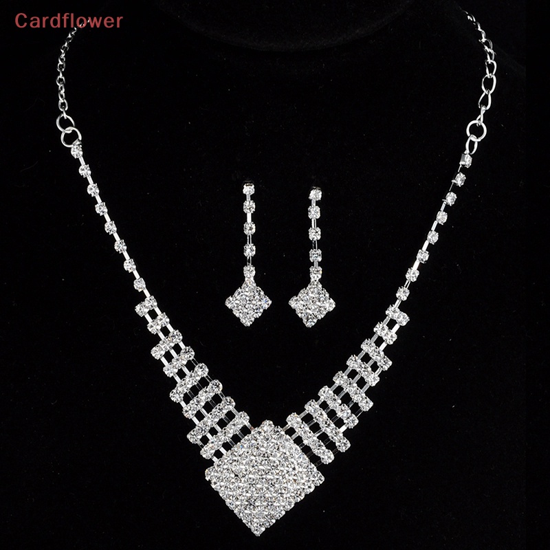 Bộ Vòng cổ + Bông Tai Mạ Bạc Đính Pha Lê Thời Trang Cho Nữ