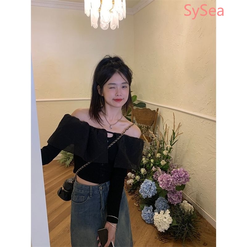 Áo Kiểu Tay Dài Trễ Vai Phong Cách Retro Cho Nữ