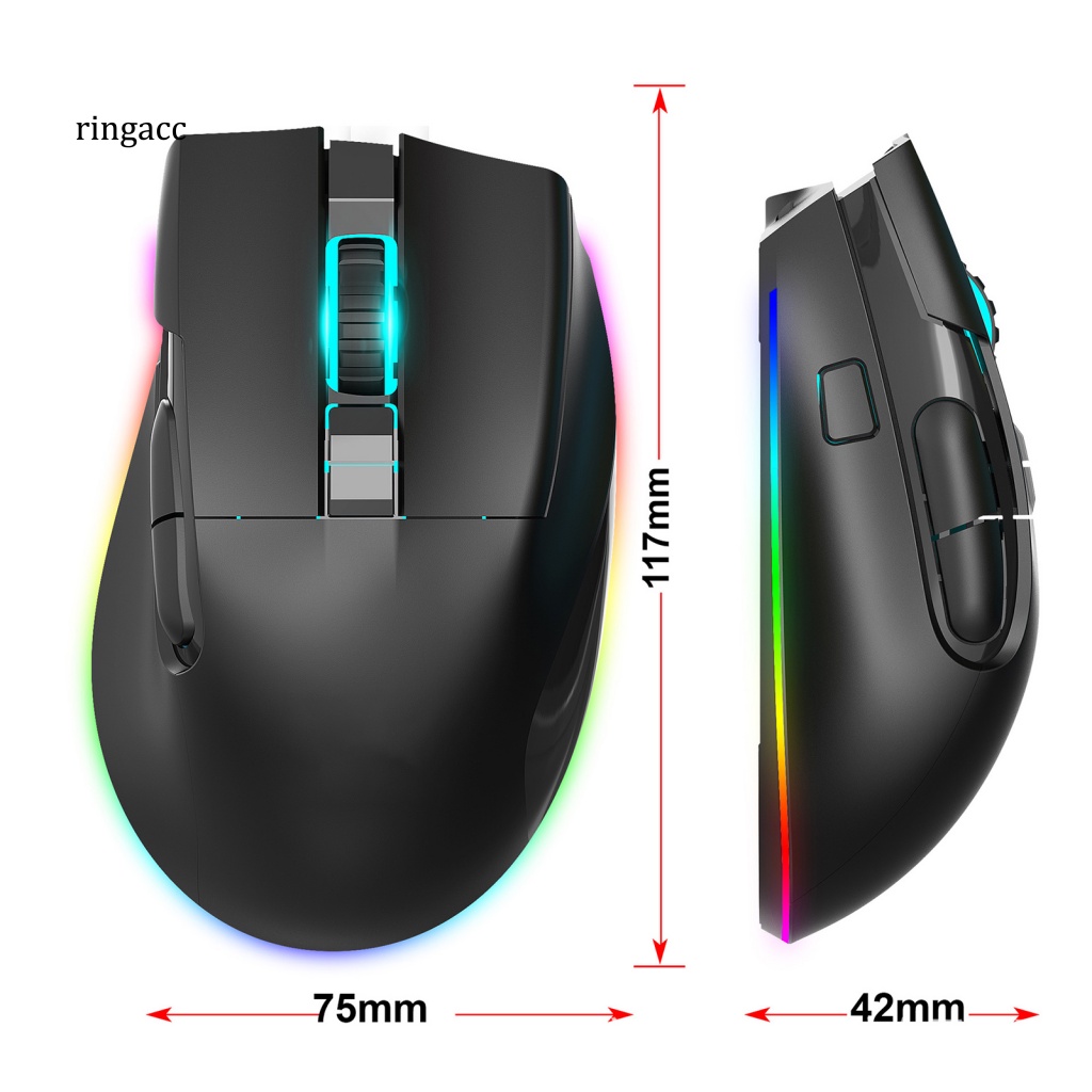 1 Bộ Chuột Quang Không Dây 11 Hiệu Ứng Ánh Sáng Bền Bỉ 1200DPI USB Dùng Để Chơi Game