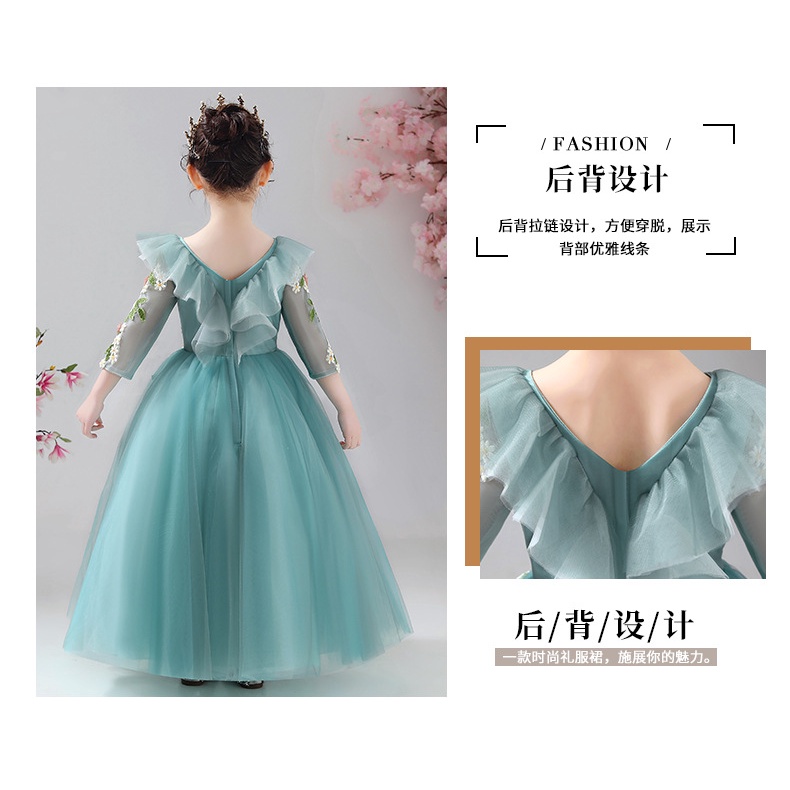 Đầm Công Chúa Phối Lưới Đính Hoa Dễ Thương Cho Bé Gái