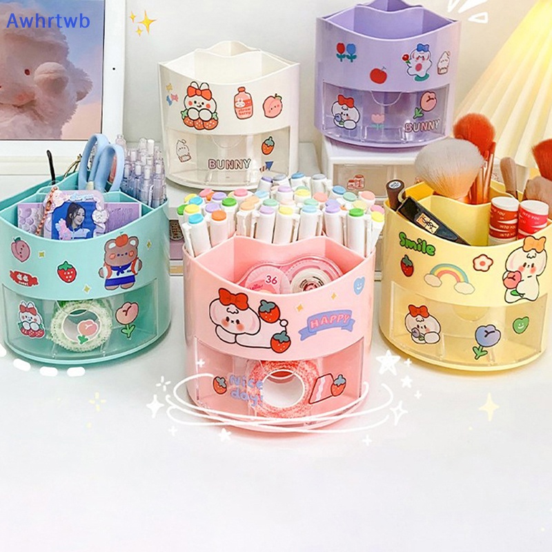 Awhrtwb Sáng Tạo Rotag 360° Hộp Đựng Bút Màu Trơn Để Bàn Tiện Dụng Cho Học Sinh / Văn Phòng Mới