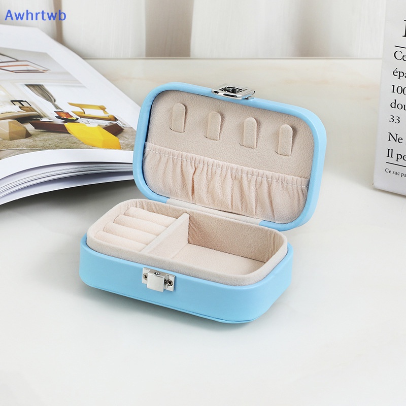 Hộp Đựng Trang Sức Bằng Da PU Hai Tầng Màu Kẹo Ngọt Mới