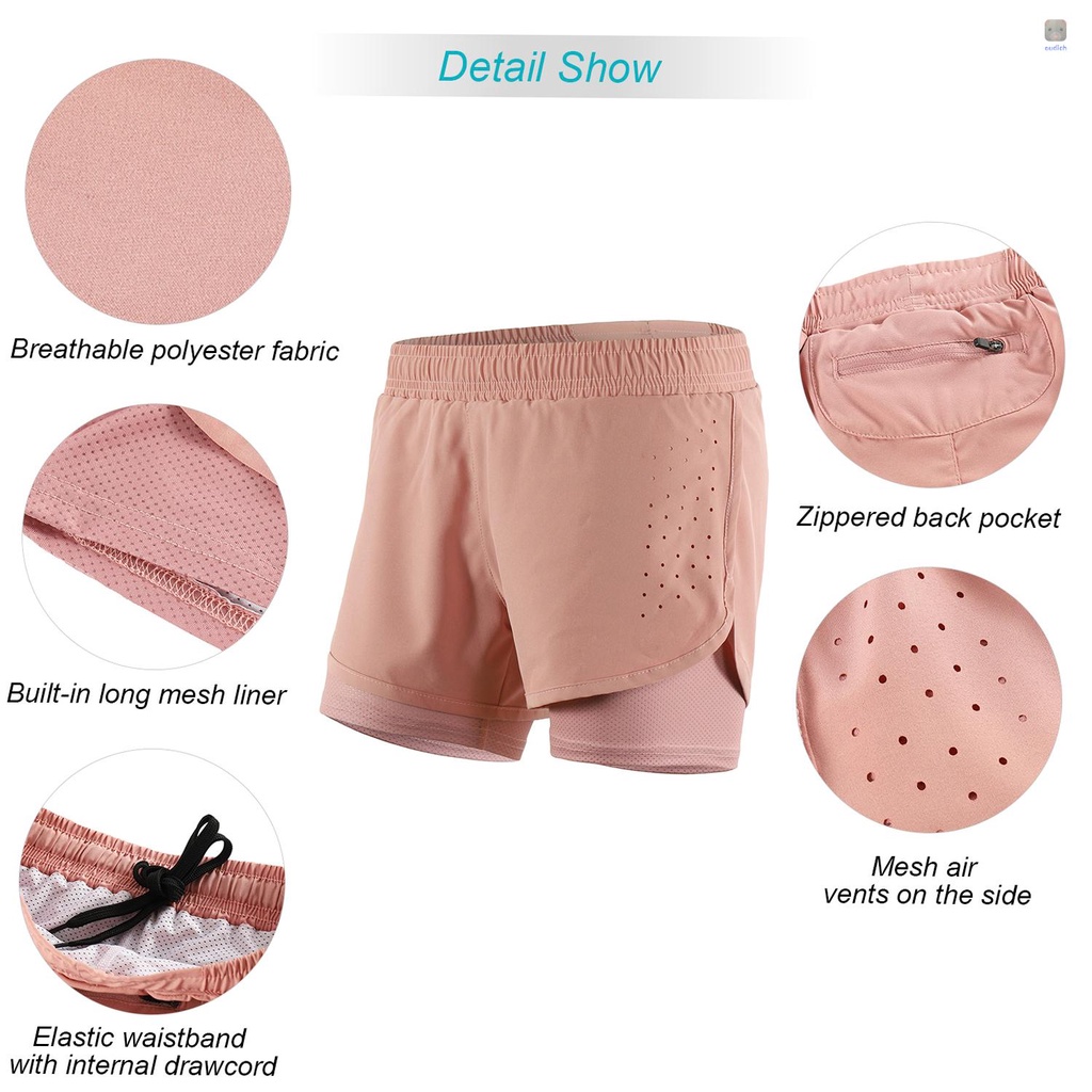 Quần ngắn đi xe đạp 2 Trong 1 Thoáng Khí Mau Khô Cho Nữ