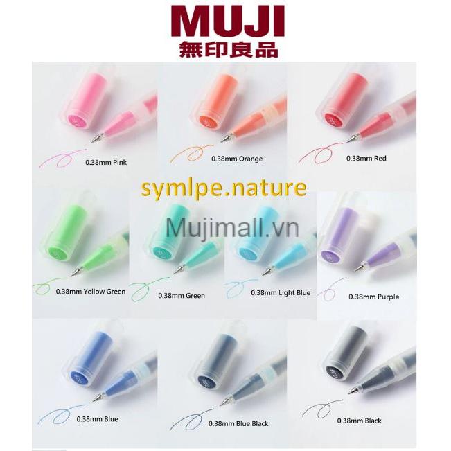 Bút Muji Gel có nắp 0.38mm Đủ Màu Muji chính Hãng