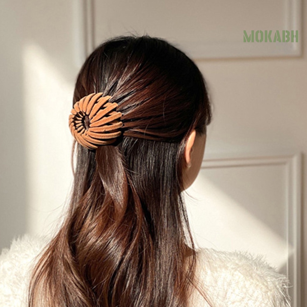 [Mok Abh] Dây Buộc Tóc Hình Tổ Chim Bằng Nhựa Resin Thanh Lịch Có Thể Thu Gọn Cho Nữ