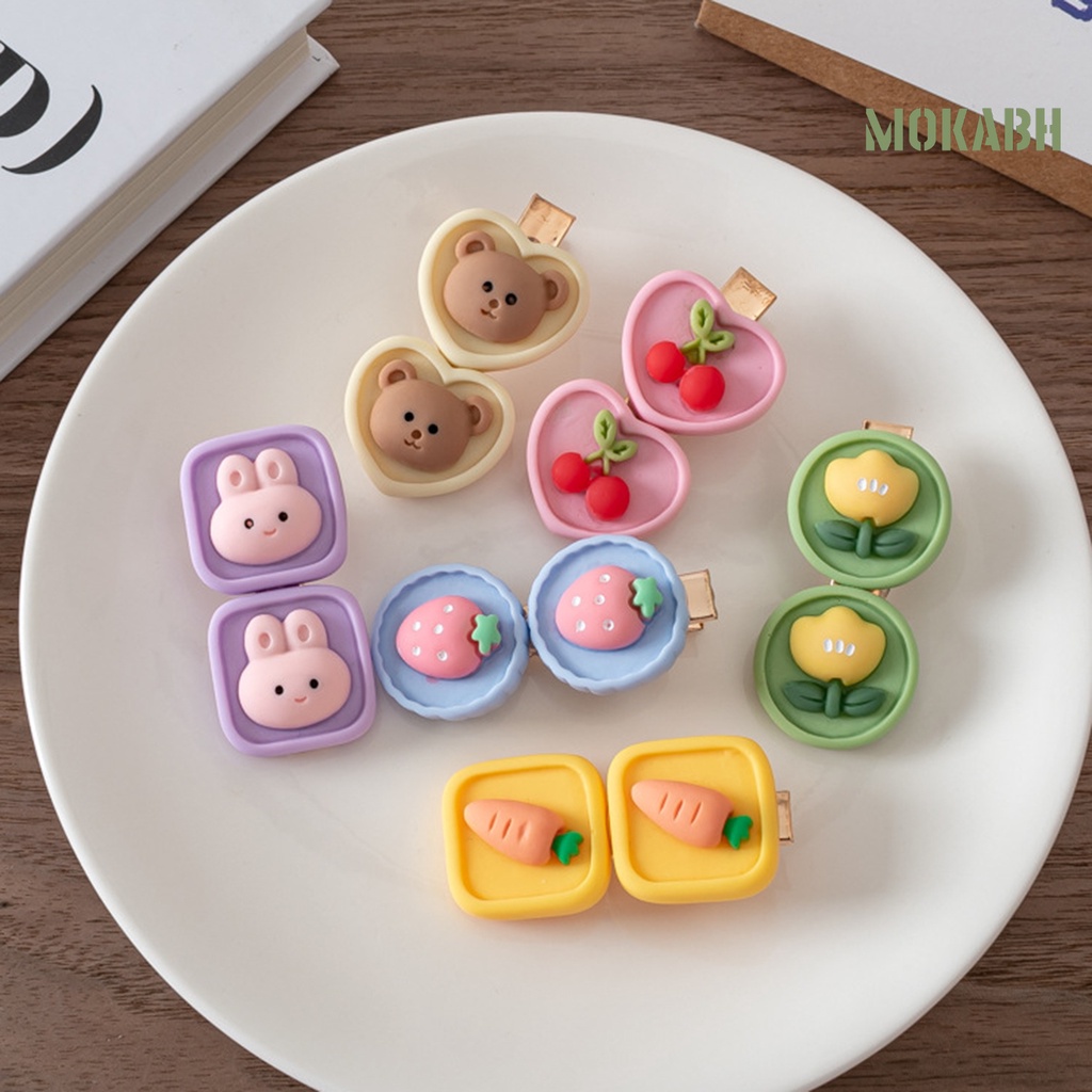 Kẹp Tóc Hình Gấu Hoạt Hình Bằng Thép Không Gỉ Co Giãn Gọn Nhẹ Chống Trượt Cho Bé Gái