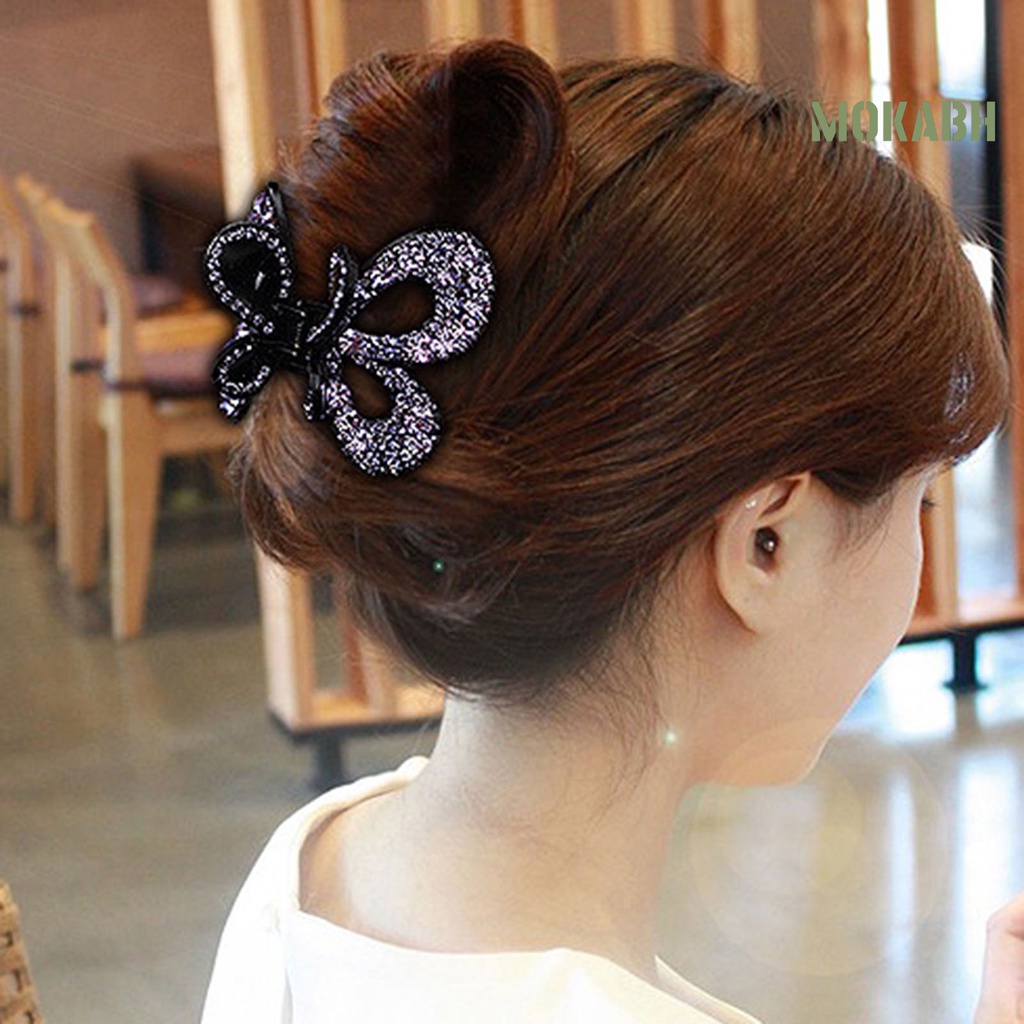 Kẹp Tóc Hình Bướm Bằng Nhựa Đính Đá Lấp Lánh Thời Trang Cho Nữ