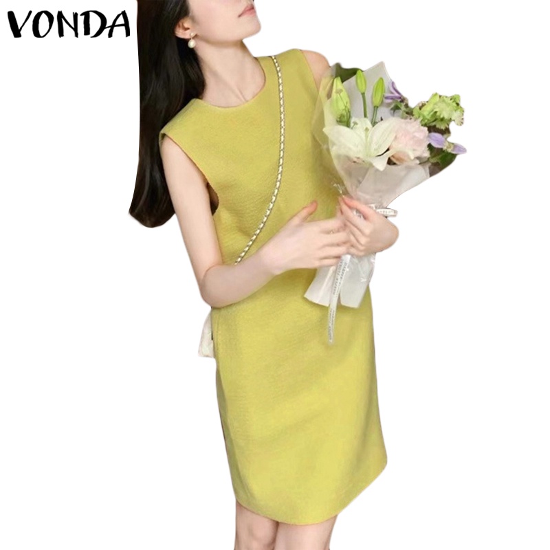 Đầm Sát Nách Cổ Tròn Có Túi Bên Hông Phong Cách Hàn Quốc Cho Nữ