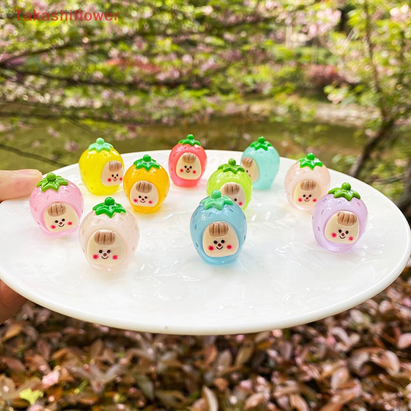 Bộ 2 Đồ trang trí Trái Dâu Hoạt Hình Phát Sáng Dùng Trang Trí Tiểu Cảnh