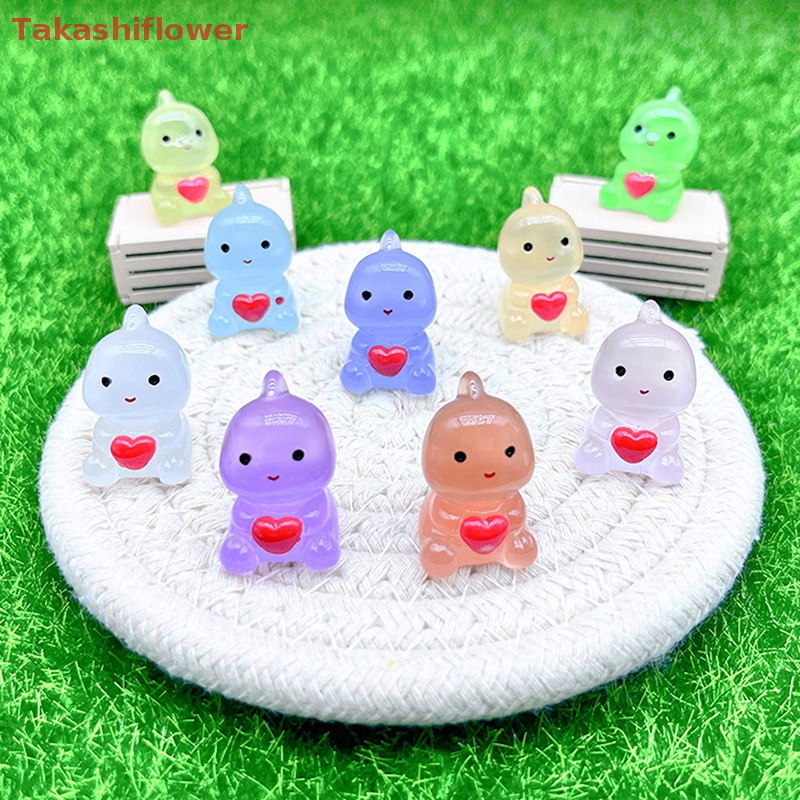 Bộ 5 Mô Hình Khủng Long Mini Bằng Resin Màu Dạ Quang Dễ Thương Trang Trí Thủ Công DIY