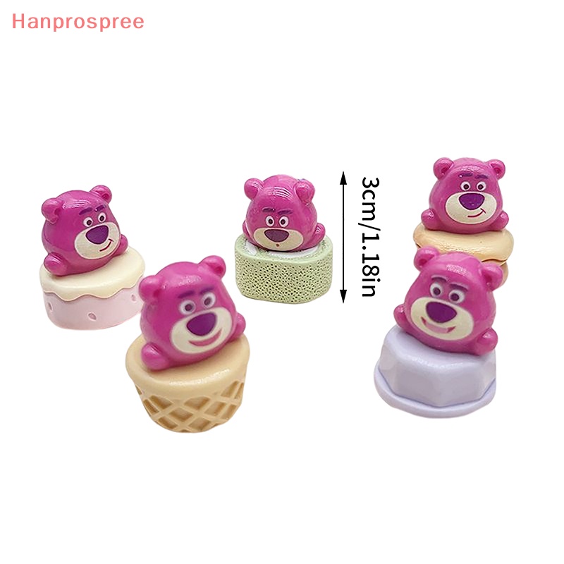 1 Đồ trang trí Gấu Dâu Tây Hoạt Hình Mini Phát Sáng Trang Trí Tiểu Cảnh