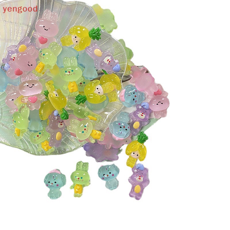 Bộ 5 Tượng Thỏ / Gấu Hoạt Hình Dạ Quang Dễ Thương Trang Trí Nội Thất DIY