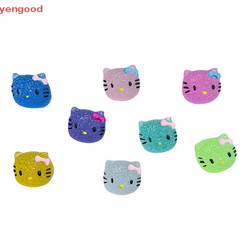 Set 2 Mặt Dây Chuyền Hình Mèo Bằng Resin Dạ Quang DIY Dễ Thương Trang Trí Điện Thoại