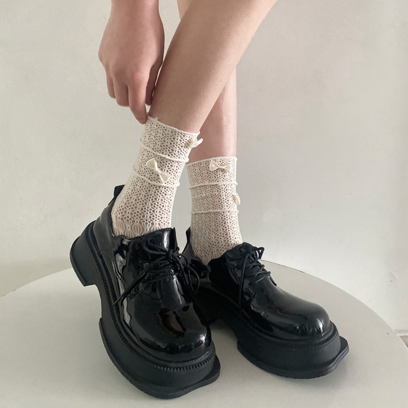 XIXI Vớ Ren Ngắn Màu Trắng Đính Nơ Phong Cách Lolita Cho Nữ