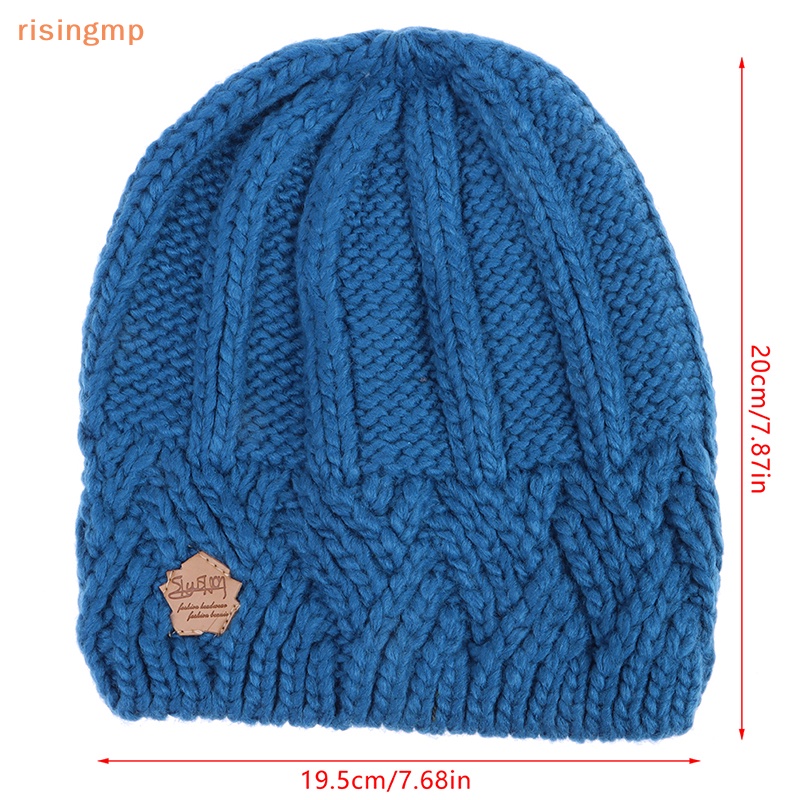 [risingmp] Mũ Beanie Dệt Kim Dày Co Giãn Giữ Ấm Mùa Thu Đông Cho Nữ