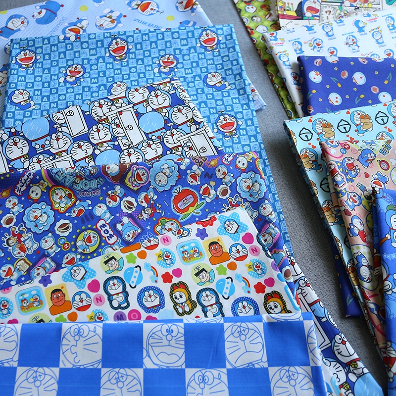 Vải Cotton Họa Tiết Mèo Hoạt Hình Dùng May Vá Thủ Công DIY