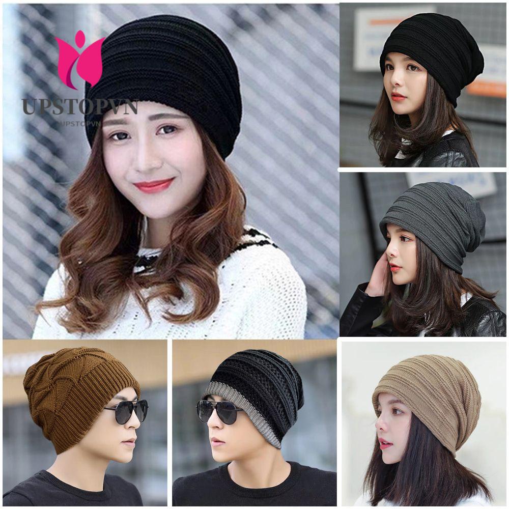 Mũ Len Trùm Đầu Màu Trơn Dễ Thương Cho Nữ