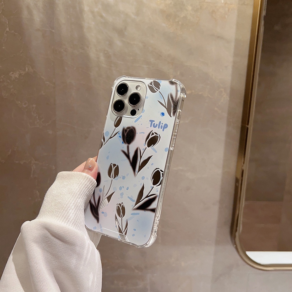 Ốp Điện Thoại Trong Suốt Họa Tiết Hoa Tulip AT0262 Cho Iphone SE2020 7 / 8 Plus 14 X XR XM 11 12 MINI 13 PRO MAX