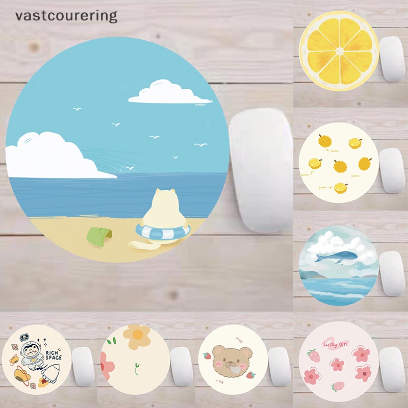 Thảm Lót Chuột Hình Tròn 20CM Chống Trượt Họa Tiết Trái Cây Hoạt Hình