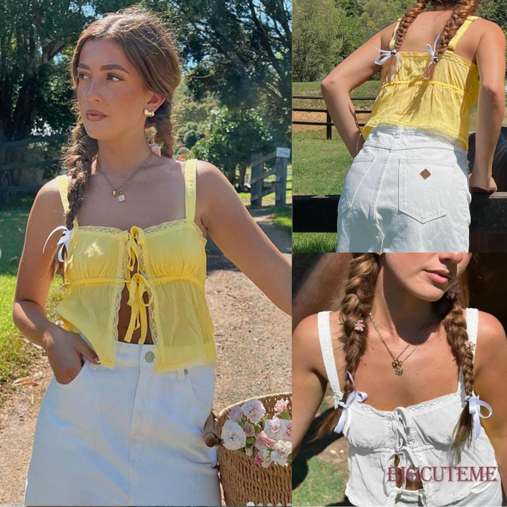 Áo Croptop Sát Nách Phối Bèo Thời Trang Mùa Hè Cho Nữ