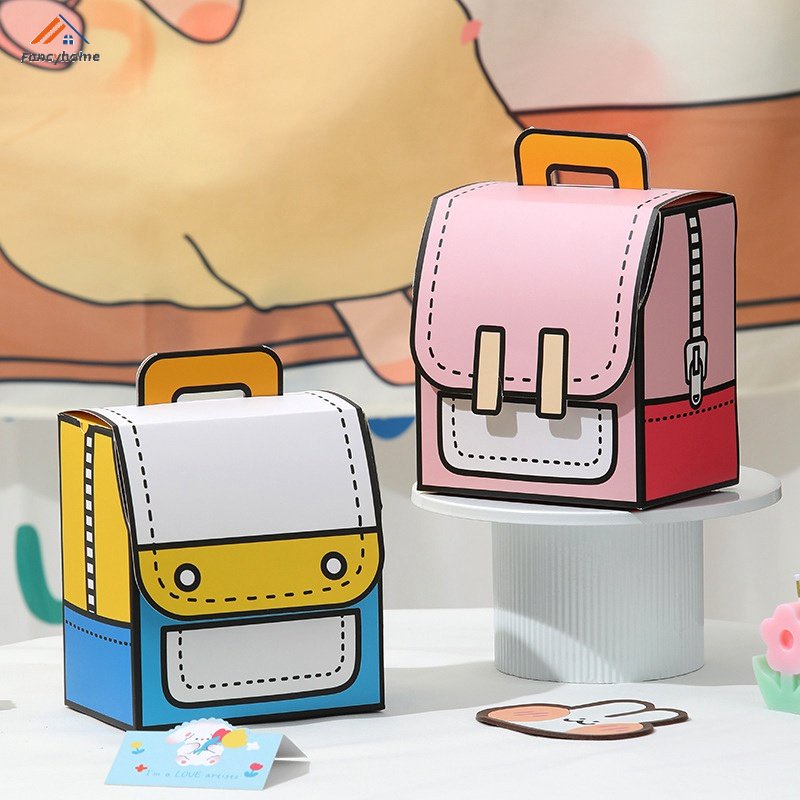 Túi Giấy Đựng Đồ Ăn Vặt In Hình Hoạt Hình Sáng Tạo Siêu Bền Cho Trẻ Em DIY