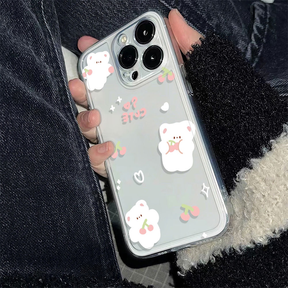 ✅Ốp Điện Thoại Mềm Chống Sốc Hình Gấu Trắng Và Cherry Cho Iphone 13 7814pro 6In 12 max11 plus
