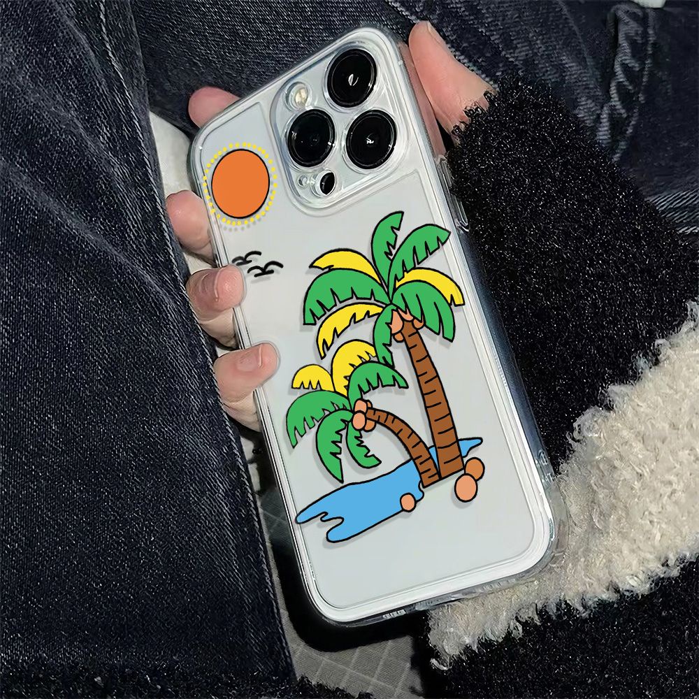 ✅Ốp Điện Thoại Mềm Chống Sốc Họa Tiết Cây Dừa Cho Iphone 11 plus 14pro max 6In78 1213 2PO3