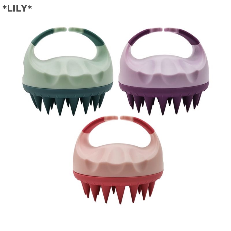 Lily xách tay Silicone dầu gội đầu bàn chải cầm tay Vòng mềm da đầu massage tóc bàn chải uuu