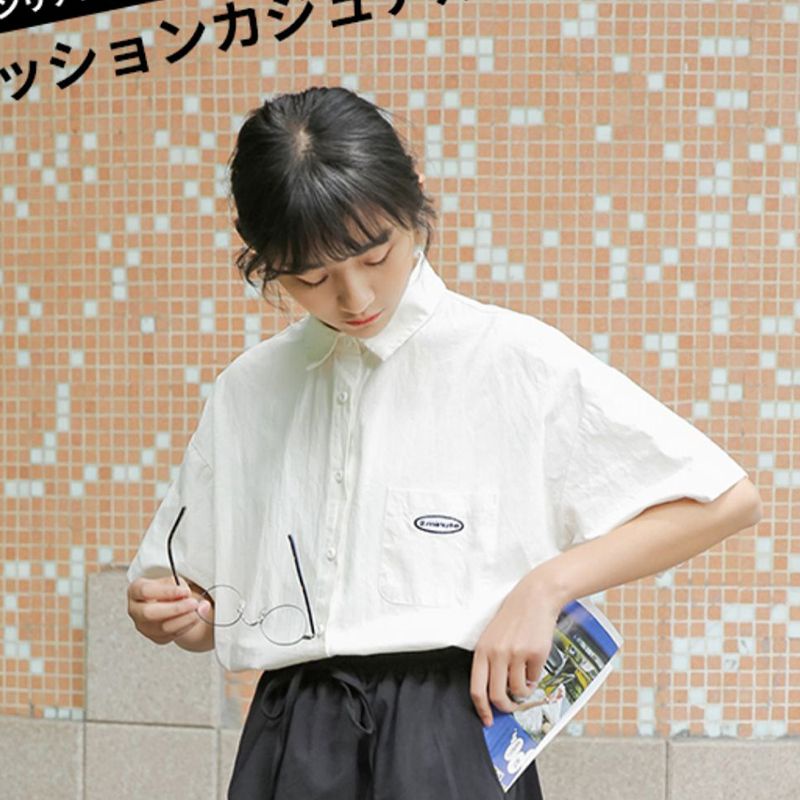 Áo Sơ Mi Tay Ngắn Dáng Rộng Phong Cách Hàn Quốc Thời Trang Mùa Hè Cho Nữ