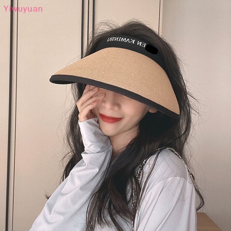 < Yiwuyuan > Mũ Cói Chống Nắng Mùa Hè Hở Chóp Gấp Gọn Được Cho Nữ Đi Biển Ngày Lễ Mới