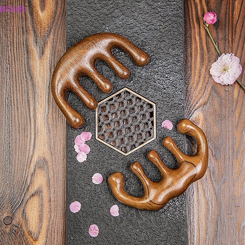 Lược Răng Thưa Mát Xa Da Đầu Bằng Gỗ Tiện Dụng