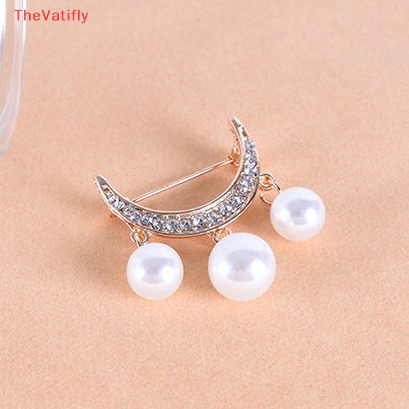 Ghim Cài Áo Hình Mặt Trăng Đính Ngọc Trai Thanh Lịch Cho Nữ