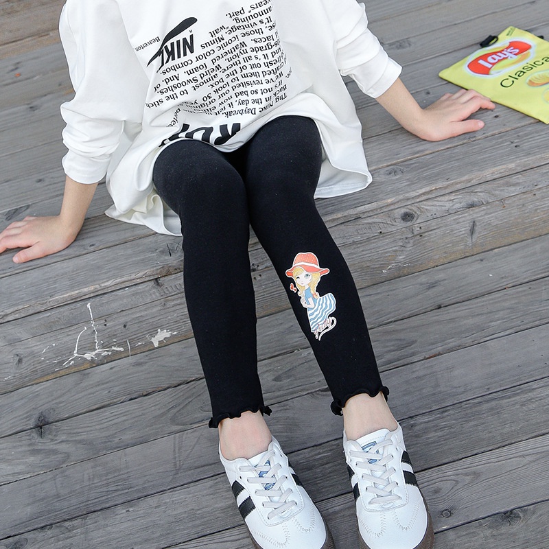 Quần Legging Họa Tiết Hoạt Hình Thoáng Khí Phong Cách Hàn Quốc Thời Trang Mùa Hè Cho Bé Gái 3-9